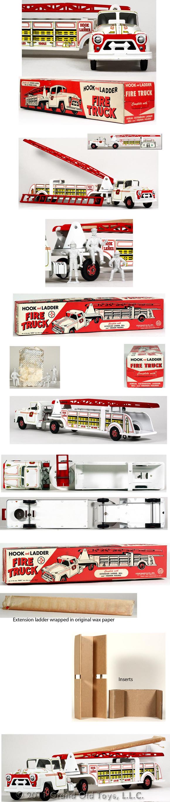 1959 Marx White Hook Ladder Fire Truck In Original Box