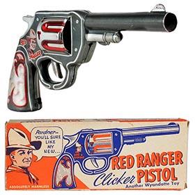1940 Wyandotte, No.24 Red Ranger Clicker Pistol in Original Box
