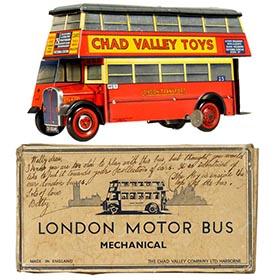1951 Chad Valley, Carr's London Bus Biscuit Tin in Original Box