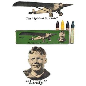 c.1935 Spirit of St. Louis & Lindy Tin Box with Crayons
