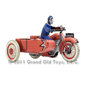 c.1930 SFA France Tin Litho Motorcyclist with Sidecar