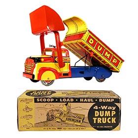 c.1950 Marx, 4-Way Lumar Construction Co. Dump Truck in Original Box