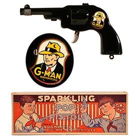 1935 Marx, G-Man Sparkling Pop Pistol in Original Box (#2)