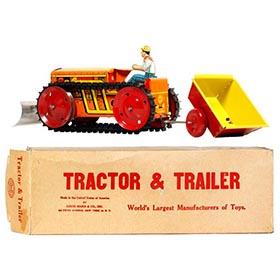 c.1941 Marx Tractor, Trailer & Plow Set in Original Box